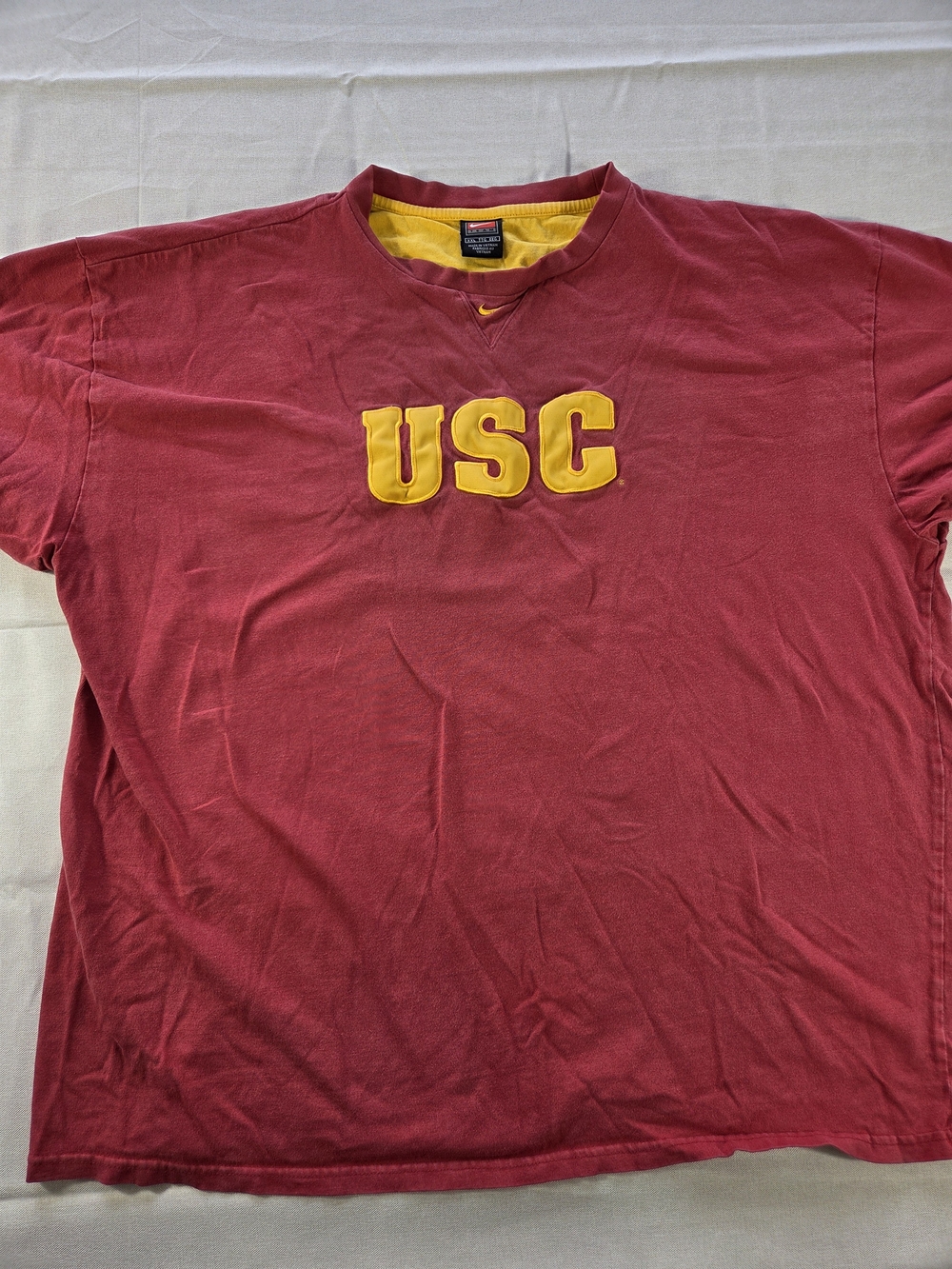 Nike Team USC Trojans Embroidered Spell Out T Shirt Red Gold XXL Y2K